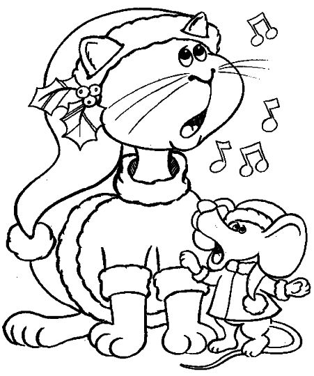 Christmas Cat Coloring Pages - Part 4
